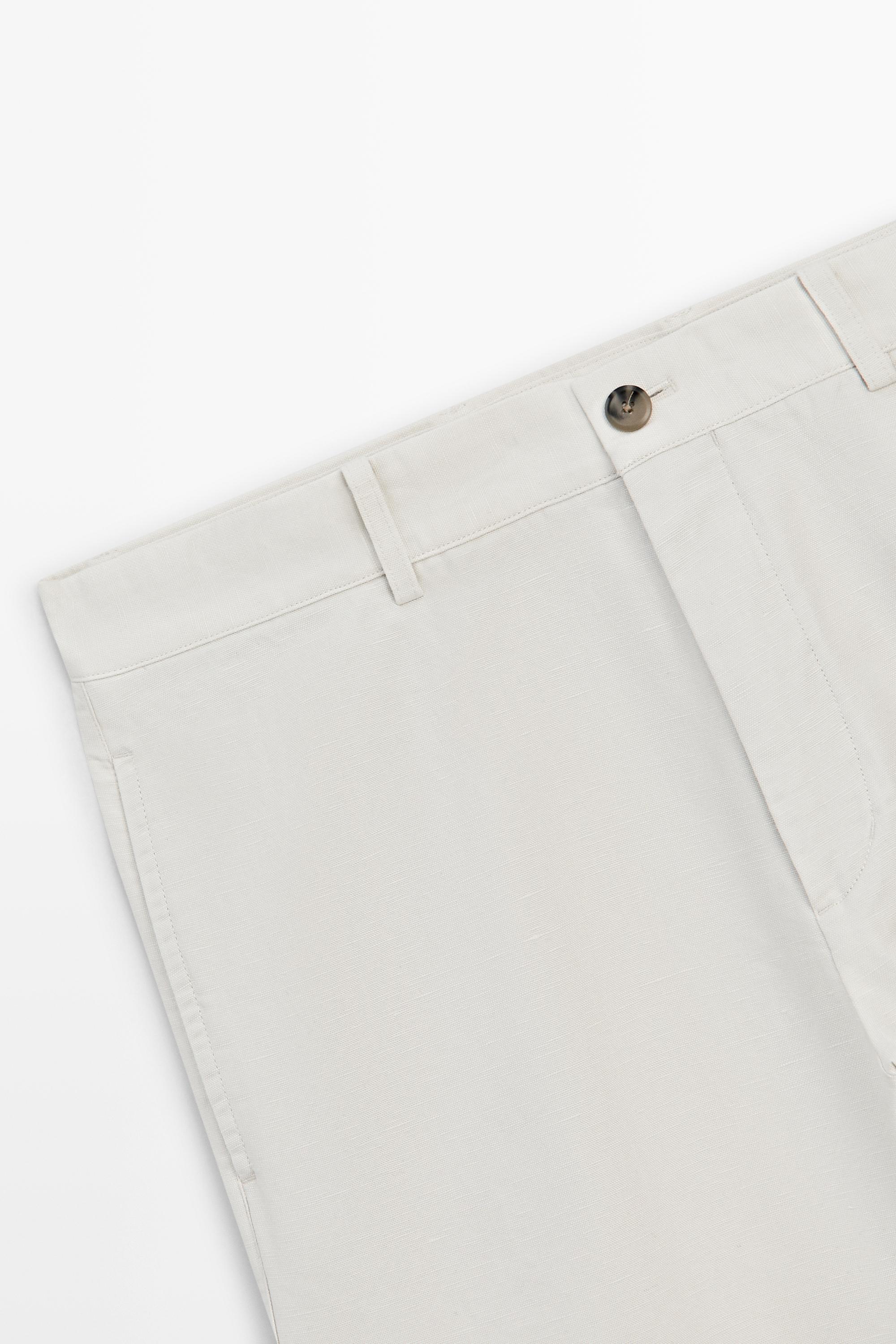 Pantalon tapered fit coton et lin